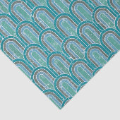 アールデコアーチ、ティール(緑がかった色)幾何学的、ヴィンテージスタイル 薄葉紙 (詳細)