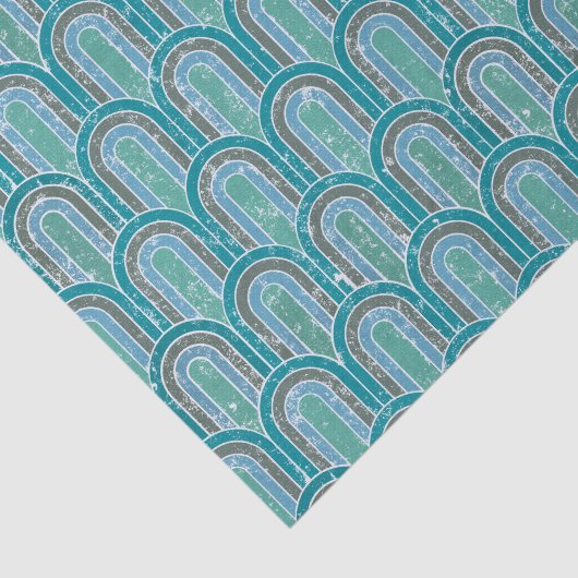 アールデコアーチ、ティール（緑がかった色）幾何学的、ヴィンテージスタイル 薄葉紙 (詳細)