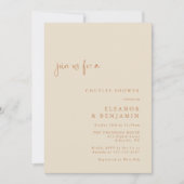 アールデコアート焼けオレンジ色のカップルエレガントのシャワー 招待状 (正面)