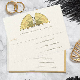 アールデコアールヌーボー蝶の応答カード 出欠カード