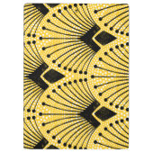 アールデコイエローヴィンテージ孔雀パターン クリップボード (裏面)