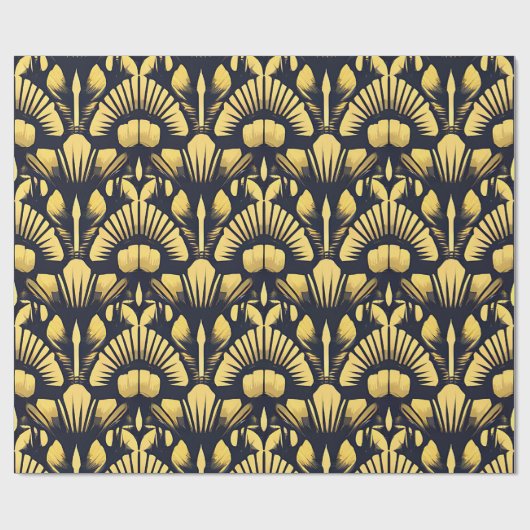 アールデコインスパイアデザイン金ゴールドフローラ ラッピングペーパー (フラット)