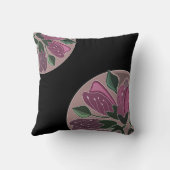 アールデコインスパイアブラックとダスティピンクのフローラ クッション (裏面)