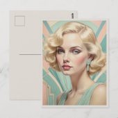 アールデコインスパイアレトロ女性エレガントレディ写真 ポストカード (正面/裏面)