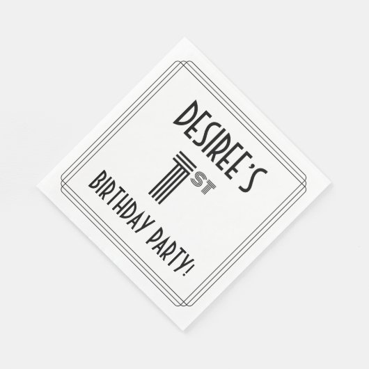 アールデコインスパイア第1誕生日パーティー、名前をカスタムする スタンダードランチョンナプキン (角)