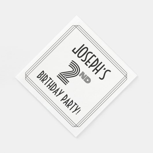アールデコインスパイア第2誕生日パーティー、名前をカスタムする スタンダードランチョンナプキン (角)