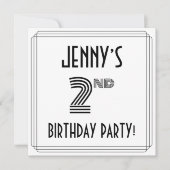 アールデコインスパイア第2誕生日パーティー、名前をカスタムする 招待状 (正面)