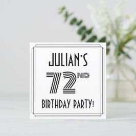 アールデコインスパイア第72回バースデーパーティー、名前をカスタムする 招待状