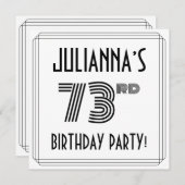 アールデコインスパイア第73回誕生日パーティー、名前をカスタムする 招待状 (正面/裏面)