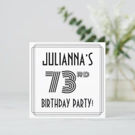 アールデコインスパイア第73回誕生日パーティー、名前をカスタムする 招待状