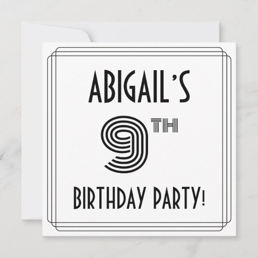 アールデコインスパイア第9回バースデーパーティー名前をカスタムする 招待状 (正面)
