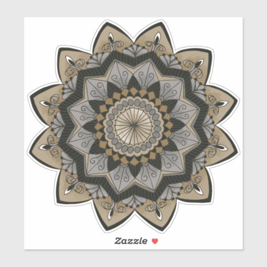 アールデコインスパイア黒、銀、金ゴールド曼荼羅 シール (シート)