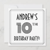 アールデコインスパイア10thバースデーパーティー名前をカスタムする 招待状 (正面)