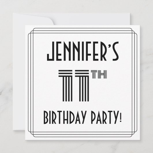 アールデコインスパイア11歳生誕生会名前をカスタムする 招待状 (正面)