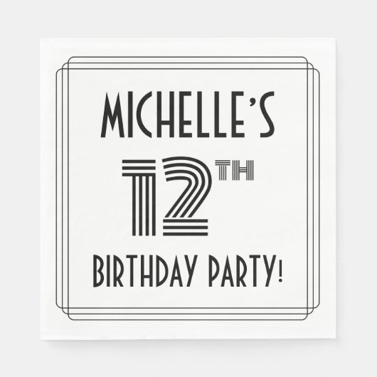 アールデコインスパイア12th Birthday Party,名前をカスタムする スタンダードランチョンナプキン (正面)