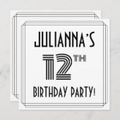 アールデコインスパイア12th Birthday Party,名前をカスタムする 招待状 (正面/裏面)