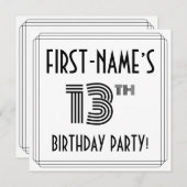 アールデコインスパイア13th Birthday Party,名前をカスタムする 招待状 (正面/裏面)