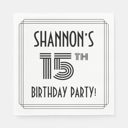 アールデコインスパイア15th Birthday Party,名前をカスタムする スタンダードランチョンナプキン (正面)