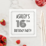 アールデコインスパイア16th Birthday Party,名前をカスタムする スタンダードランチョンナプキン<br><div class="desc">このエレガント第16回の誕生日パーティー/お祝い紙ナプキンデザインは、名前をカスタムする、複雑なデコのルックインスパイアス"16th"、メッセージ"BIRTHDAY PARTY!"、およびライン数々のを備え縁どた。このような豪華な紙ナプキンは、16歳の誕生日のお祝いで誰かのパーティーをホストする場合に使用されるかもしれない。[～Z0000613]</div>
