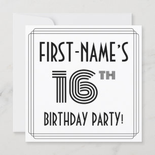 アールデコインスパイア16th Birthday Party,名前をカスタムする 招待状