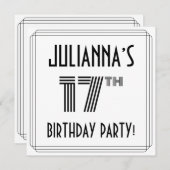 アールデコインスパイア17th Birthday Party,名前をカスタムする 招待状 (正面/裏面)