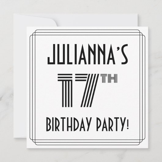 アールデコインスパイア17th Birthday Party,名前をカスタムする 招待状 (正面)