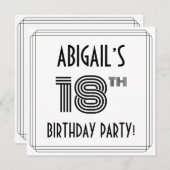 アールデコインスパイア18th Birthday Party,名前をカスタムする 招待状 (正面/裏面)