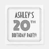 アールデコインスパイア20歳誕生日パーティー名前をカスタムする スタンダードランチョンナプキン (正面)