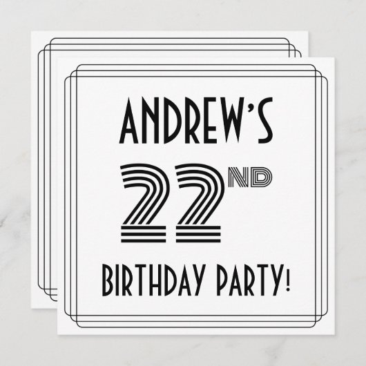 アールデコインスパイア22歳生誕会名前をカスタムする 招待状 (正面/裏面)