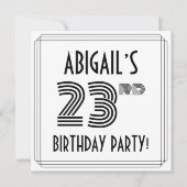アールデコインスパイア23rd誕生日パーティー、名前をカスタムする 招待状 (正面)