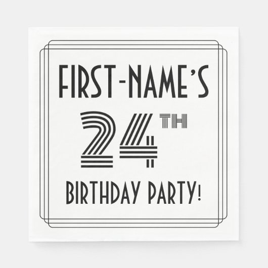 アールデコインスパイア24th Birthday Party,名前をカスタムする スタンダードランチョンナプキン (正面)