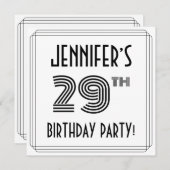 アールデコインスパイア29thバースデーパーティー名前をカスタムする 招待状 (正面/裏面)