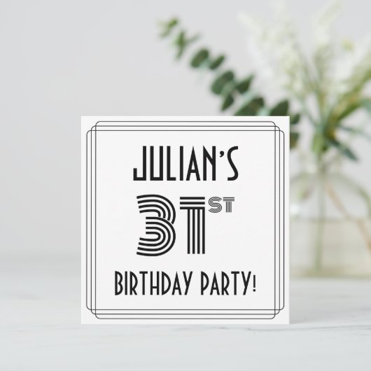 アールデコインスパイア31歳誕生日パーティー名前をカスタムする 招待状 (スタンド正面)