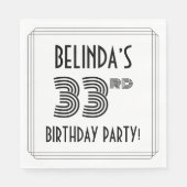 アールデコインスパイア33rd誕生日パーティー、名前をカスタムする スタンダードランチョンナプキン (正面)