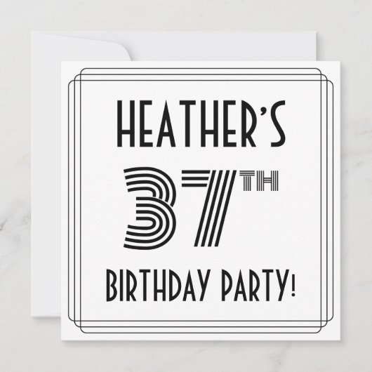 アールデコインスパイア37th Birthday Party,名前をカスタムする 招待状 (正面)