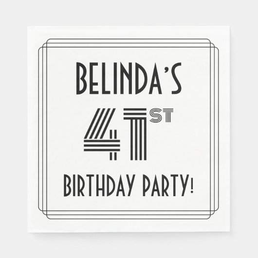 アールデコインスパイア41歳誕生日パーティー名前をカスタムする スタンダードランチョンナプキン (正面)