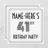 アールデコインスパイア41歳誕生日パーティー名前をカスタムする 招待状 (正面/裏面)