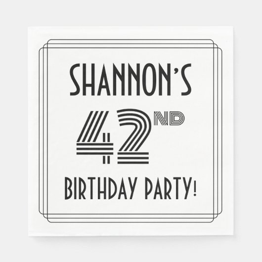 アールデコインスパイア42歳生誕会名前をカスタムする スタンダードランチョンナプキン (正面)
