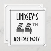アールデコインスパイア44th Birthday Party,名前をカスタムする 招待状 (正面/裏面)
