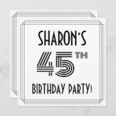 アールデコインスパイア45thバースデーパーティー名前をカスタムする 招待状 (正面/裏面)