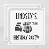 アールデコインスパイア46th Birthday Party,名前をカスタムする 招待状 (正面/裏面)