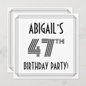 アールデコインスパイア47thバースデーパーティー名前をカスタムする 招待状 (正面/裏面)