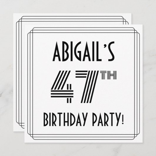 アールデコインスパイア47thバースデーパーティー名前をカスタムする 招待状 (正面/裏面)