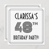 アールデコインスパイア48th Birthday Party,名前をカスタムする 招待状 (正面/裏面)