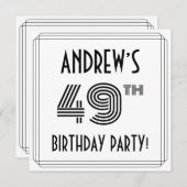 アールデコインスパイア49thバースデーパーティー名前をカスタムする 招待状 (正面/裏面)