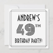 アールデコインスパイア49thバースデーパーティー名前をカスタムする 招待状 (正面)