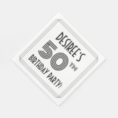 アールデコインスパイア50歳誕生日パーティー名前をカスタムする スタンダードランチョンナプキン (角)