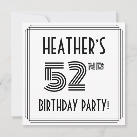 アールデコインスパイア52歳生誕会名前をカスタムする 招待状 (正面)