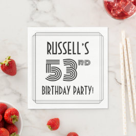 アールデコインスパイア53歳の誕生日パーティー、名前をカスタムする スタンダードランチョンナプキン