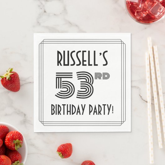アールデコインスパイア53歳の誕生日パーティー、名前をカスタムする スタンダードランチョンナプキン (インサイチュ)